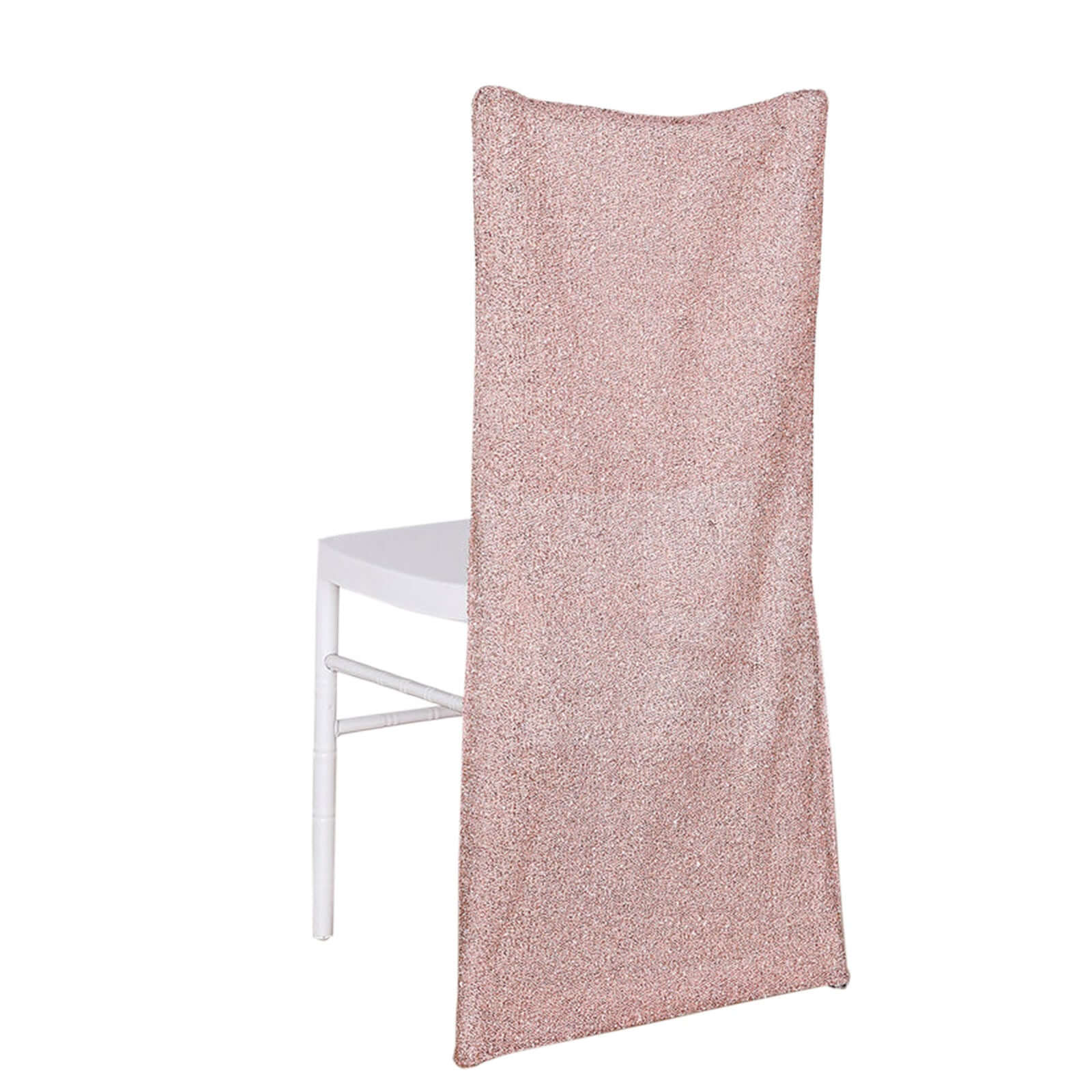 Rose Gold Metallic Shimmer Tinsel Spandex Stretch Chair Slipcover