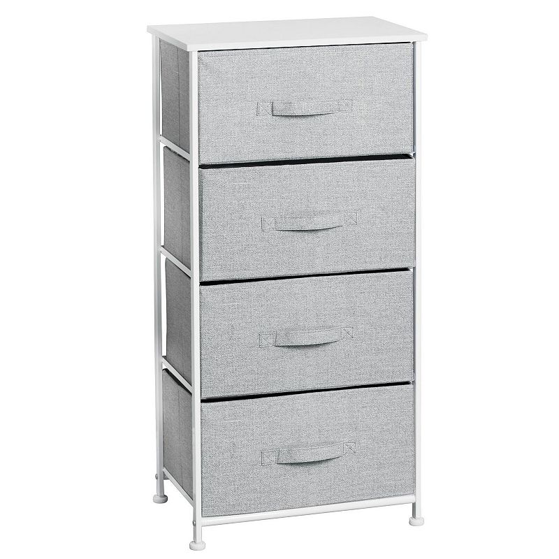 mDesign Tall Dresser Storage Tower Stand with 4 Removable Fabric Drawers