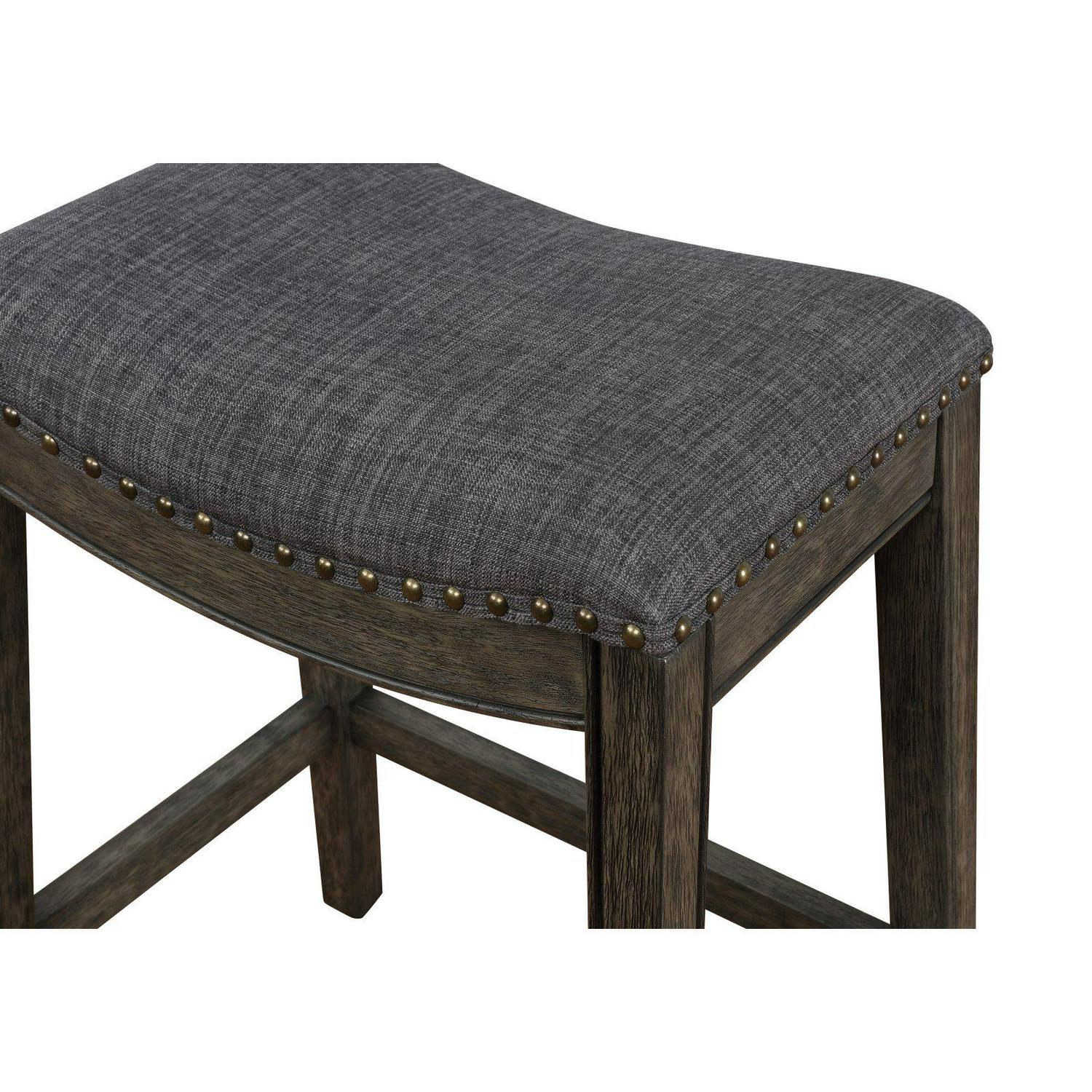 Roundhill Furniture Maroni Upholstered Saddle Counter Stool With Nailhead Trim  Set of 2