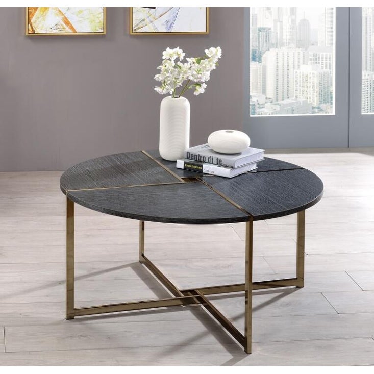 Modern Style Round Coffee Table，Metal Tube Frame