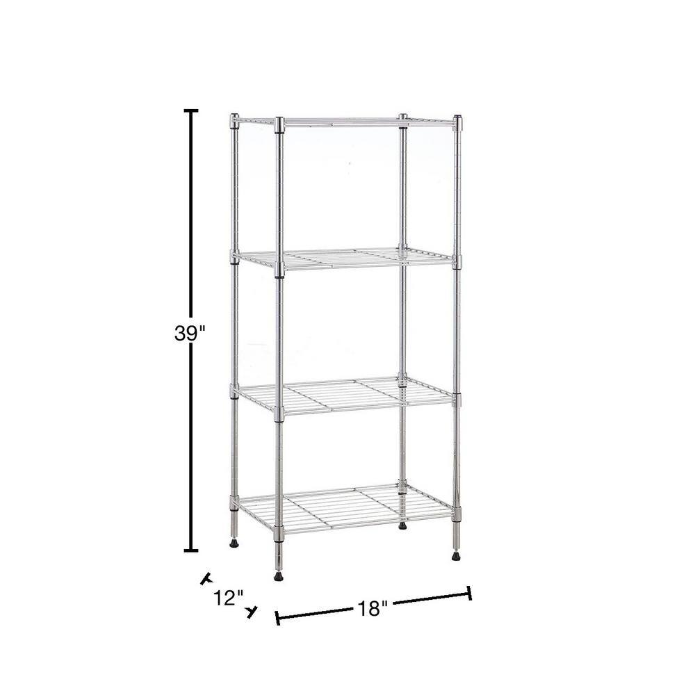 mzg 4-Tier Chorme Wire Shelving Unit (12 in. D x 18 in. W x 39 in. H) E304598OH401LB