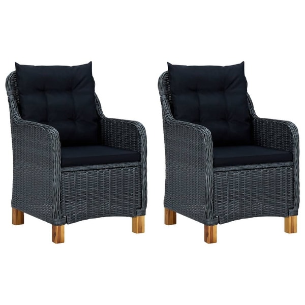 vidaXL 3 Piece Patio Lounge Set with Cushions Poly Rattan Dark Gray