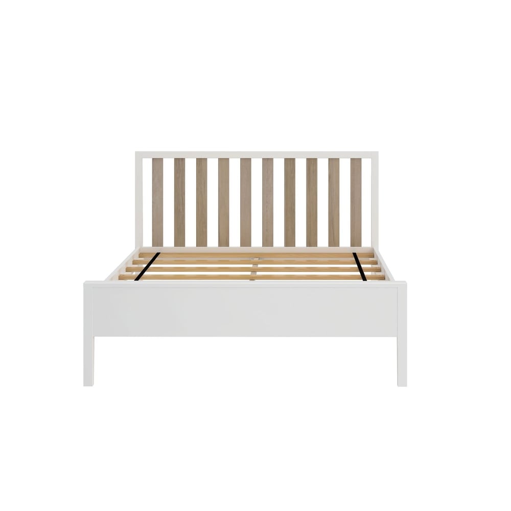 Plank and Beam Modern Full Size Bed with Slatted Headboard