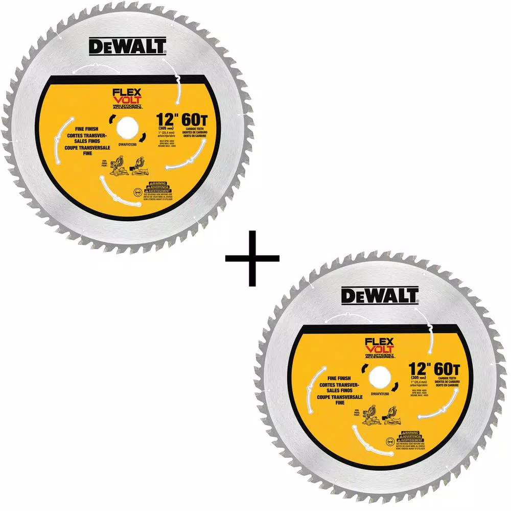 DEWALT FLEXVOLT 12 in. 60-Teeth Carbide-Tipped Miter Saw Blade (2-Pack) and#8211; XDC Depot