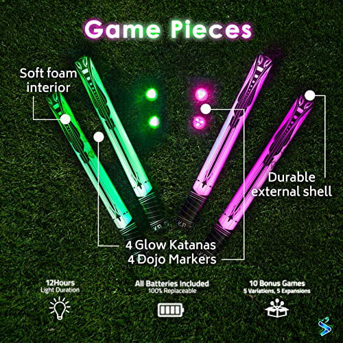 Glow Battle: A Ninja Game with Glow-in-The-Dark Foam Swords – Indoor and Outdoor Active Fun for Kids， Teens and Adults