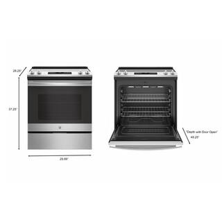 GE 30 in. 5.3 cu. ft. Slide-In Electric Range in Stainless Steel with Self Clean JS645SLSS