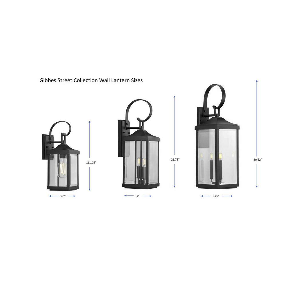 Progress Lighting Gibbes Street 7 in. 2-Light Antique Bronze Clear Beveled Glass New Traditional Outdoor Medium Wall Lantern Light P560022-020