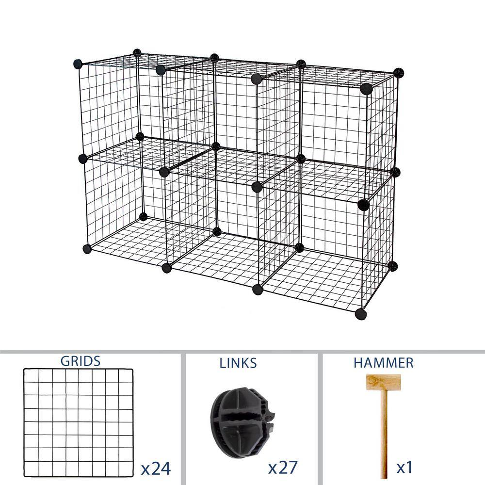 MOUNT-IT! 1 Gal. Wire Storage Cubes 6-Cube Metal Grid Organizer WI-4012