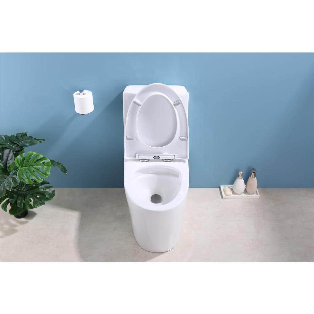 VANITYFUS 1piece 1116 GPF Dual Flush Elongated Toilet in Glossy White Seat Included Siphonic Jet