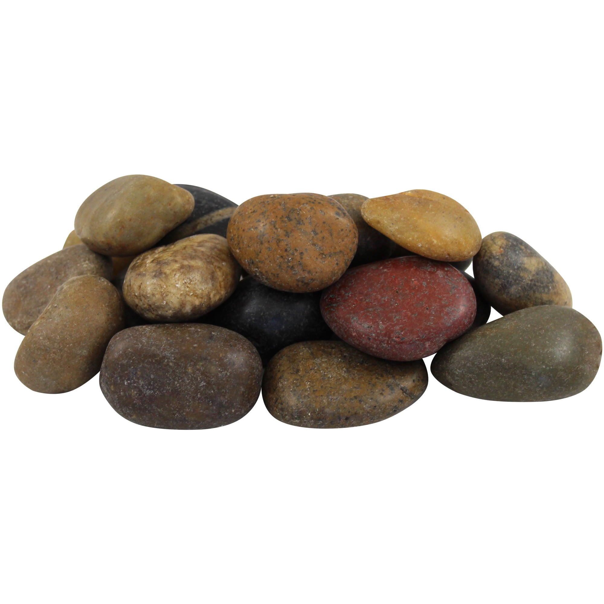 Rainforest, Outdoor Decorative Stone, Polished Pebbles, Mixed, 1-2", 900lbs.