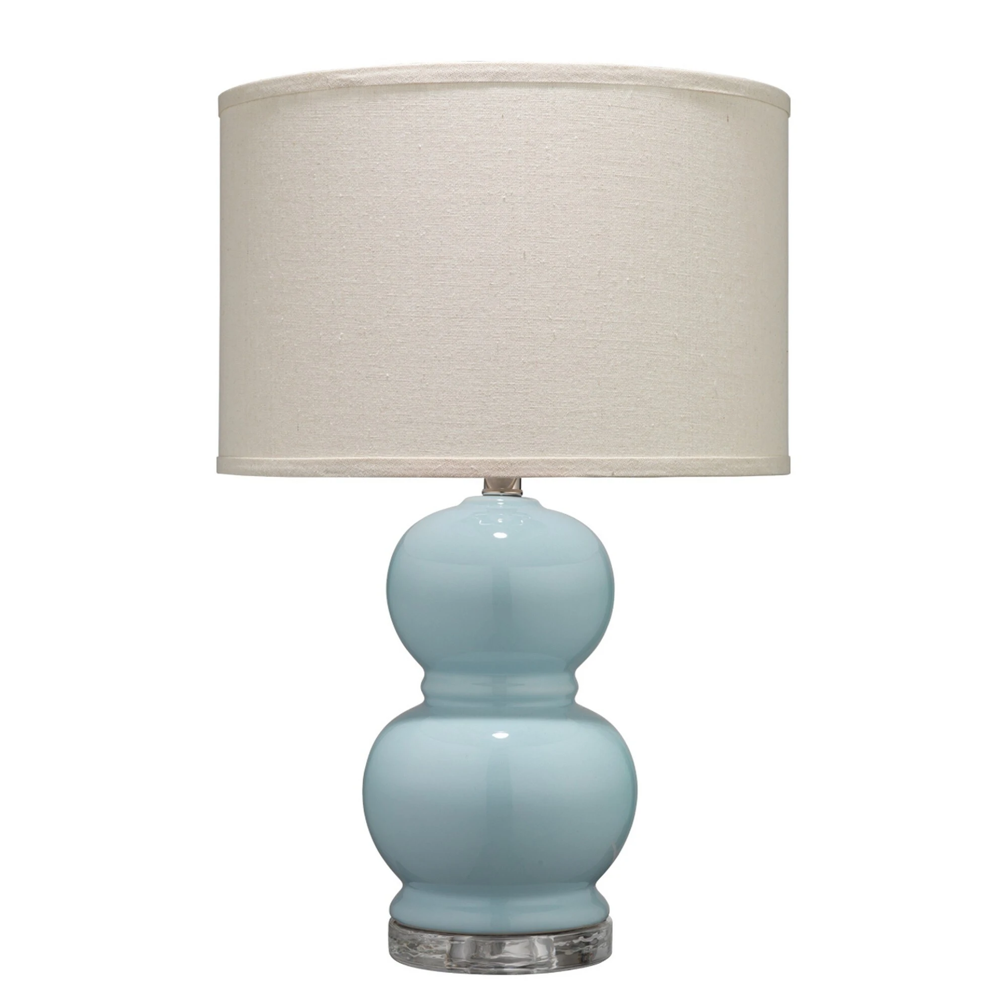 Table Lamp with Stacked Bellied Design Ceramic Base， Blue