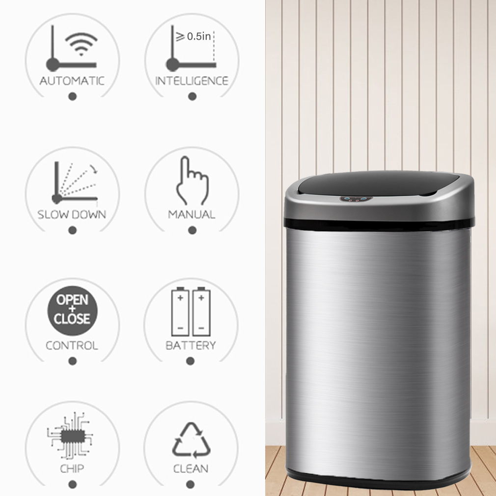 BestOffice Touch Free Sensor Stainless Steel Trash Can 132 Gallon  Crowdfused