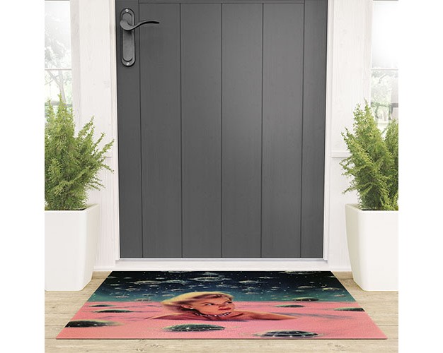 Samantha Hearn Pink Pool Vintage Collage Art Welcome Mat Society6