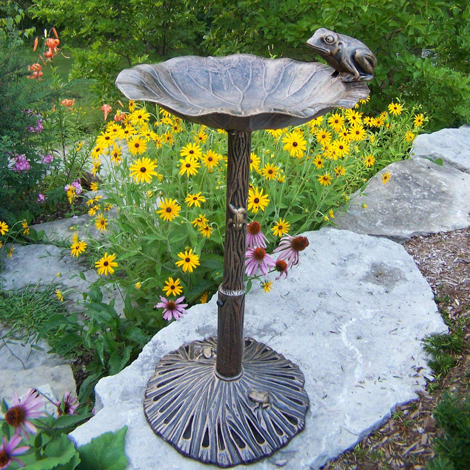 Oakland Living Aluminum Frog Bird Bath