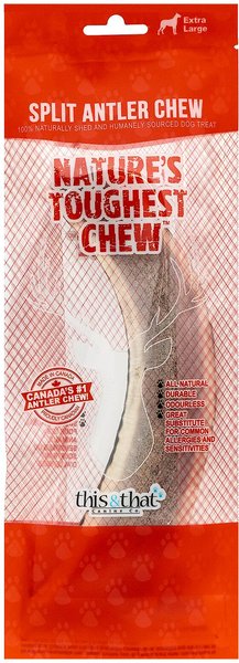 this and that Canine Company North Country Natural Shed Premium Split Elk Antler Chew Dog Treat， X-Large