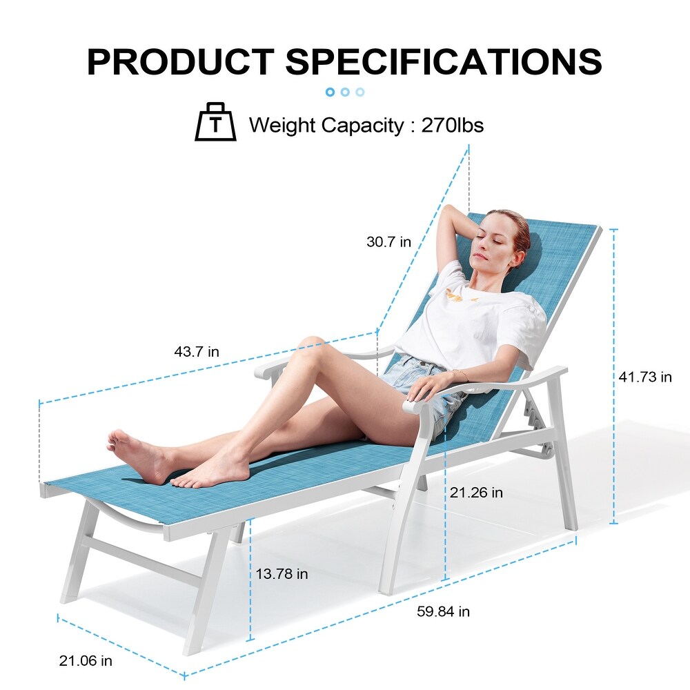 Outdoor Patio Aluminum Adjustable Chaise Lounge Chair (Set of 2)   See Picture