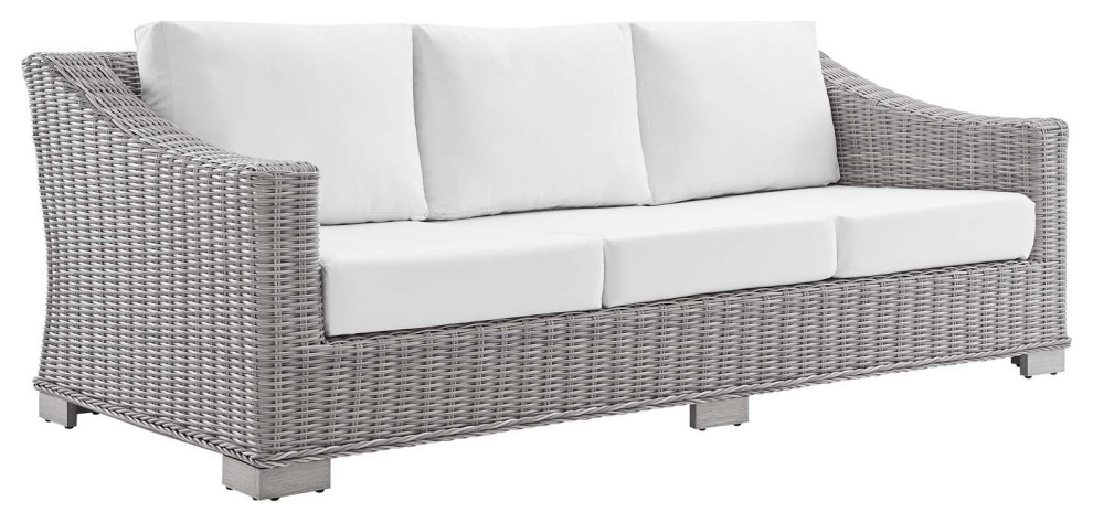 Conway Sunbrella Outdoor Wicker Rattan Sofa   Tropical   Outdoor Sofas   by Modway  Houzz