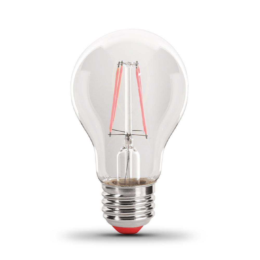 Feit Electric 25-Watt Equivalent A19 Medium E26 Base Dimmable Filament LED Light Bulb Red Colored Clear Glass (1-Bulb) A19TRLED