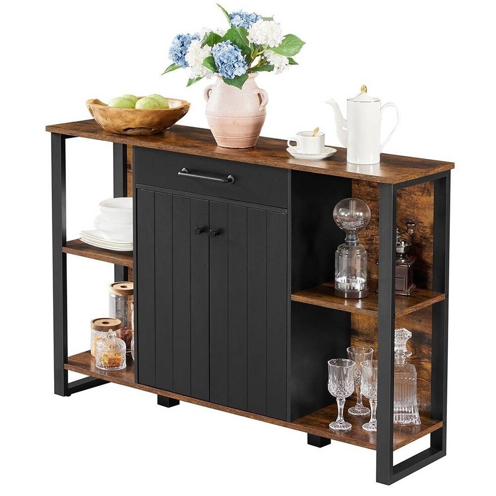 Farmhouse Rustic Wood Buffet Dining Sideboard Storage Cabinet   47.2\