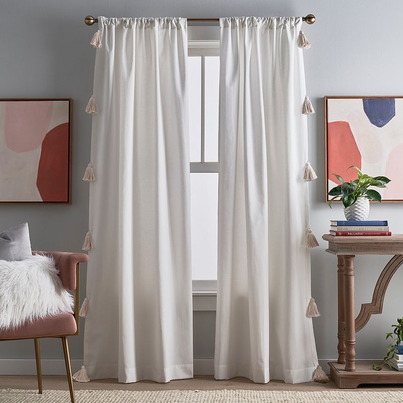 Peri Chunky Tassel Poletop 2-panel Window Curtain Set with Tassels