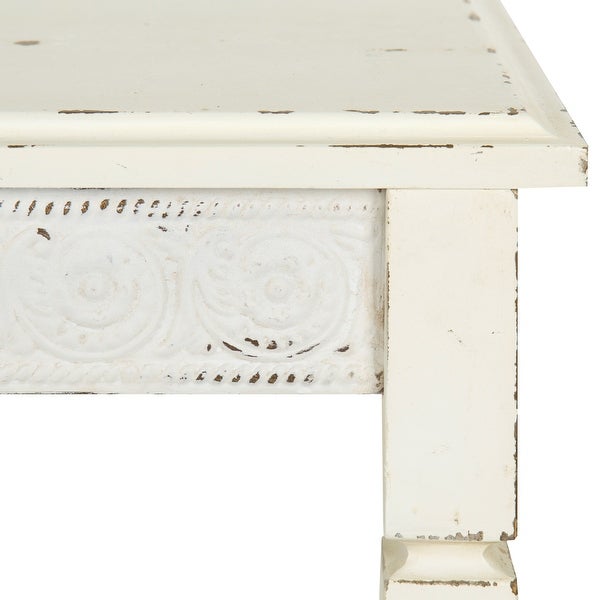 Kate and Laurel Idabelle Wood Side Table with Drawer， White