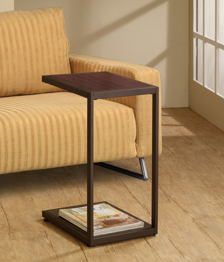 Jose Rectangular Accent Table With Bottom Shelf Brown   Modern   Side Tables And End Tables   by Modon  Houzz