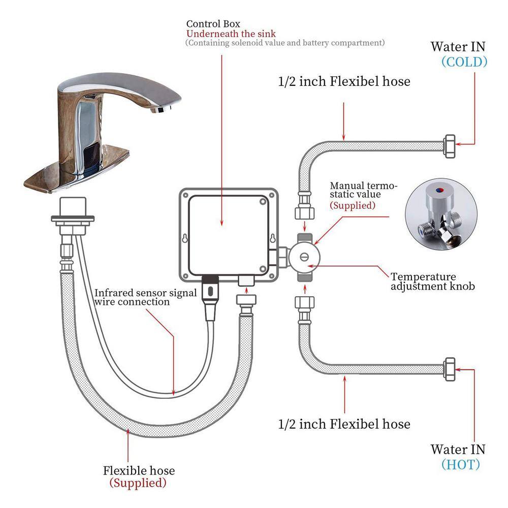 matrix decor Touchless Single Hole Bathroom Faucet in Chrome MDA-918106-C