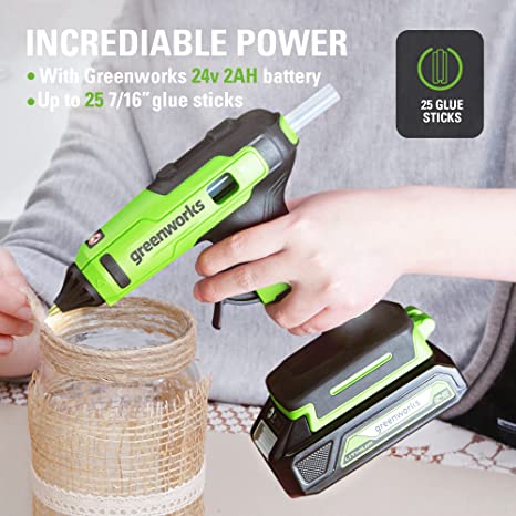 24V Cordless Glue Gun， Battery，  Charger | Greenworks Tools