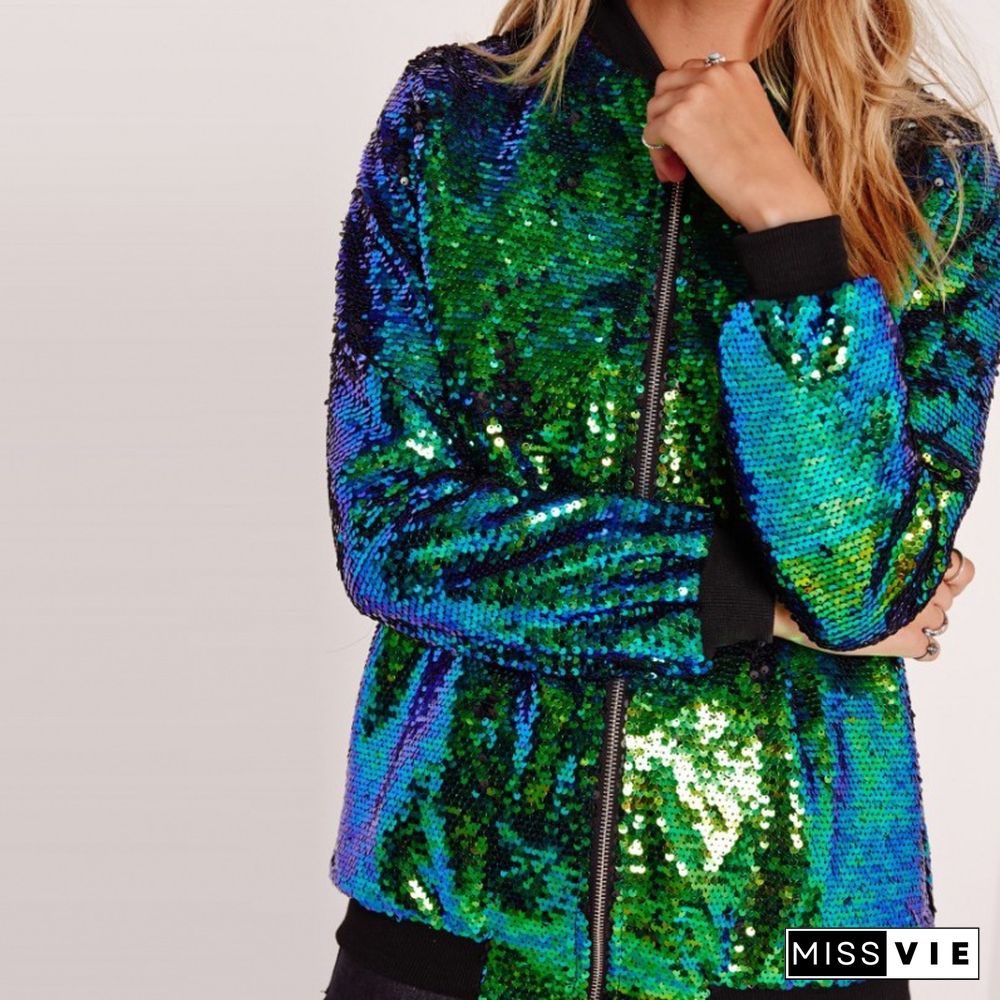 Sequin Loose Baseball Jacket