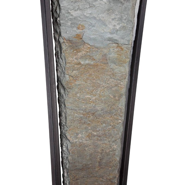 Tall Tapered Natural Slate Bronze Metal Rectangular Shade For Bedroom Living Room Bedside Nightstand