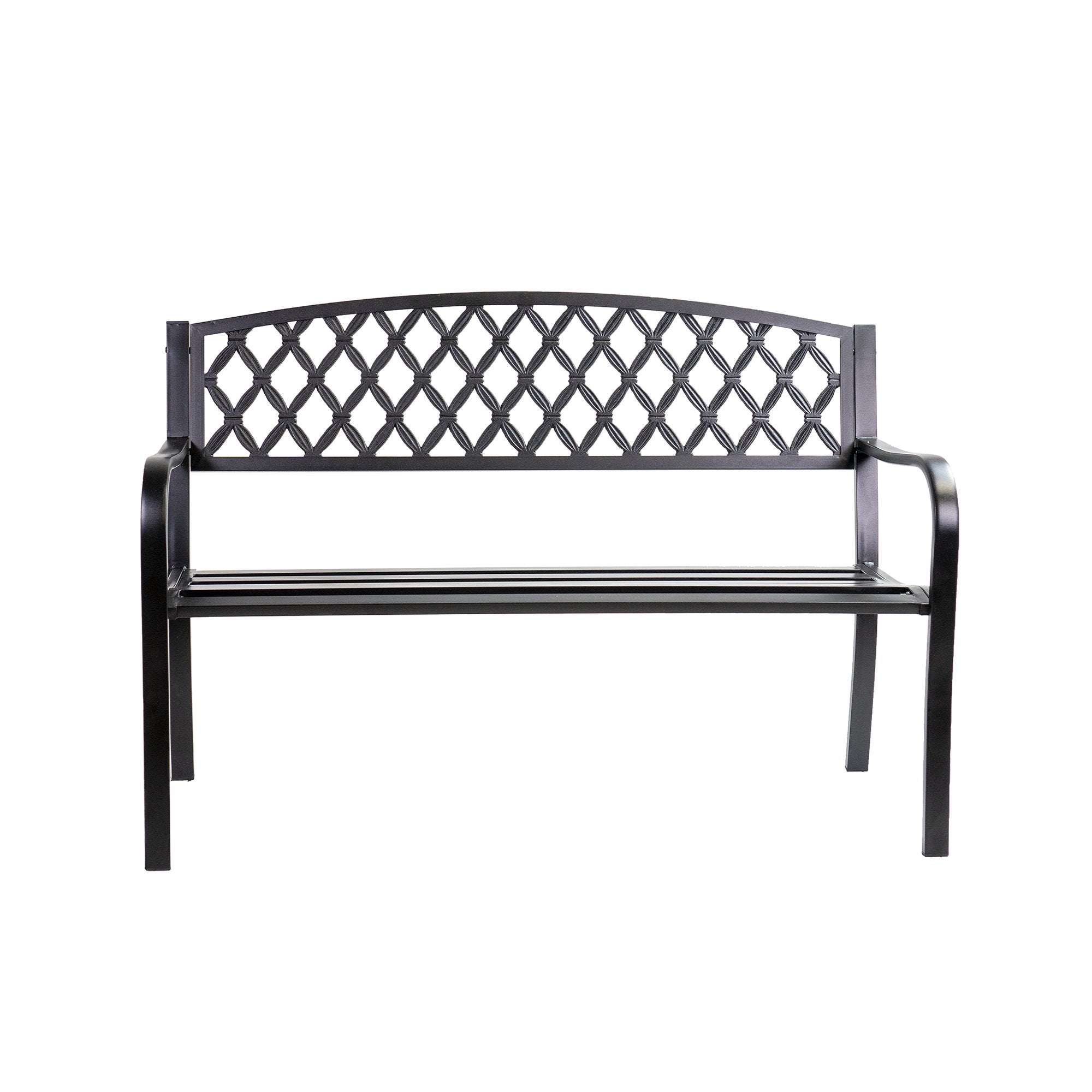 Patio Premier Lattice Back Metal Park Bench - Black