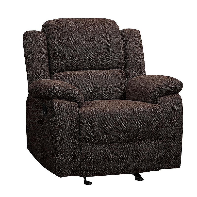 Fabric Upholstered Glider Recliner Chair with Pillow Top Armrest， Brown