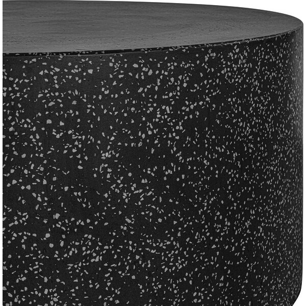 Aurelle Home Omara Round Pedestal Terrazzo Outdoor Coffee Table