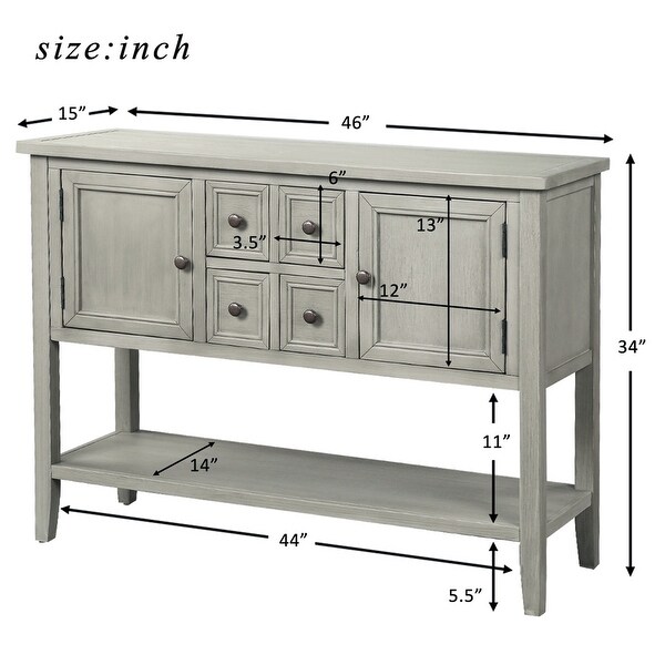 Retro Style Buffet Sideboard Wood Console Table with Bottom Shelf， Easy Assemble， for Living Room， Kitchen， Entryway