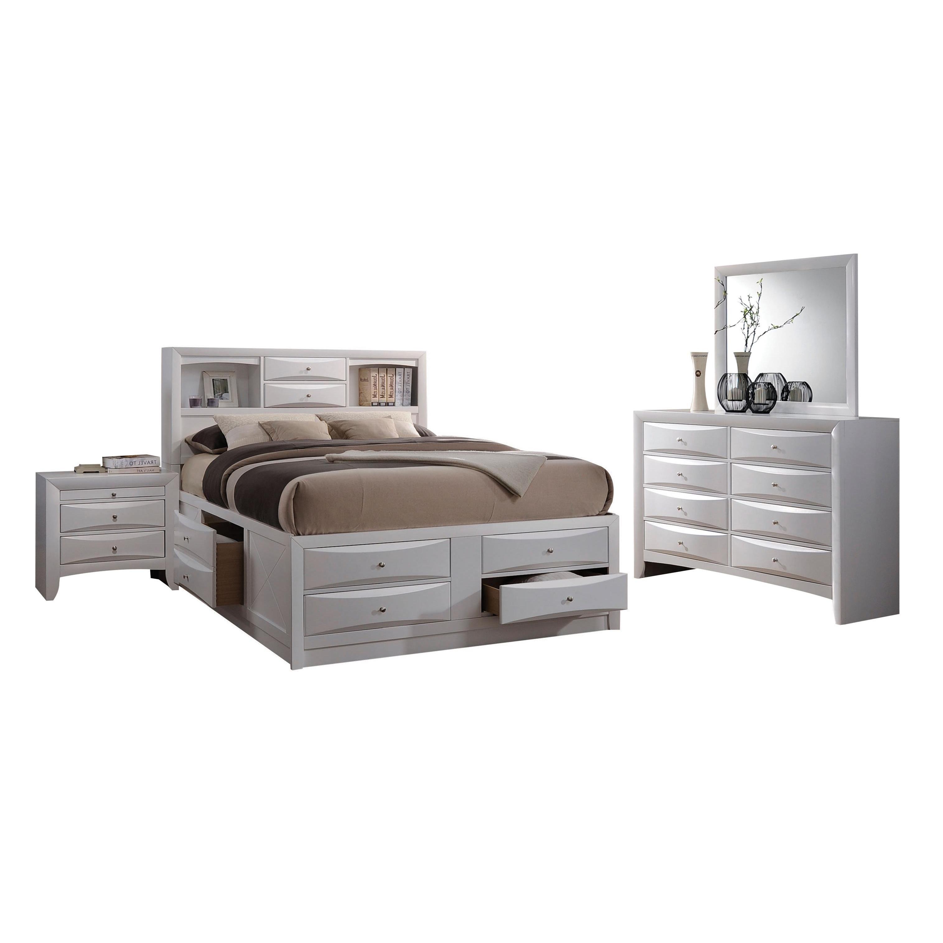 Acme Furniture Ireland 4-Piece Storage Bedroom Set， White - - 14307259