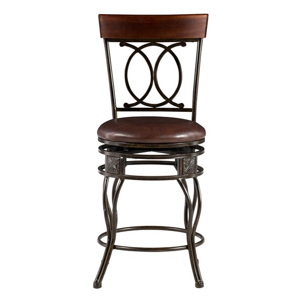 Linon Circle of Life Counter Stool with Brown PVC