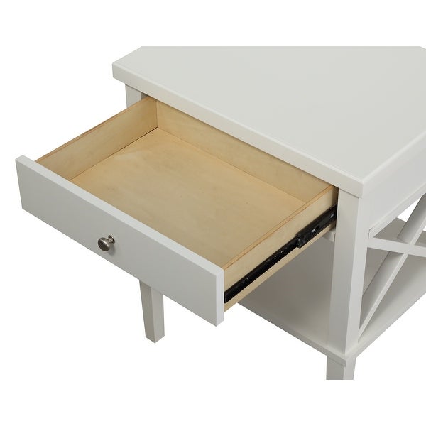 Nightstand with Drawer， Wooden Storage Cabinet for Bedroom