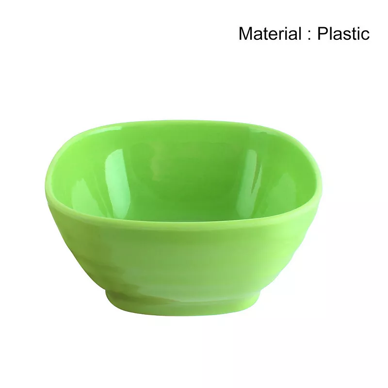 Plastic Square Shape Tableware Cereal Fruits Salad Dinner Bowl Green