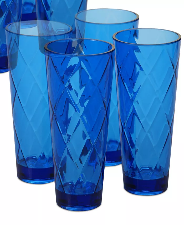 Certified International Cobalt Blue Diamond Acrylic 5-Pc. Drinkware Set