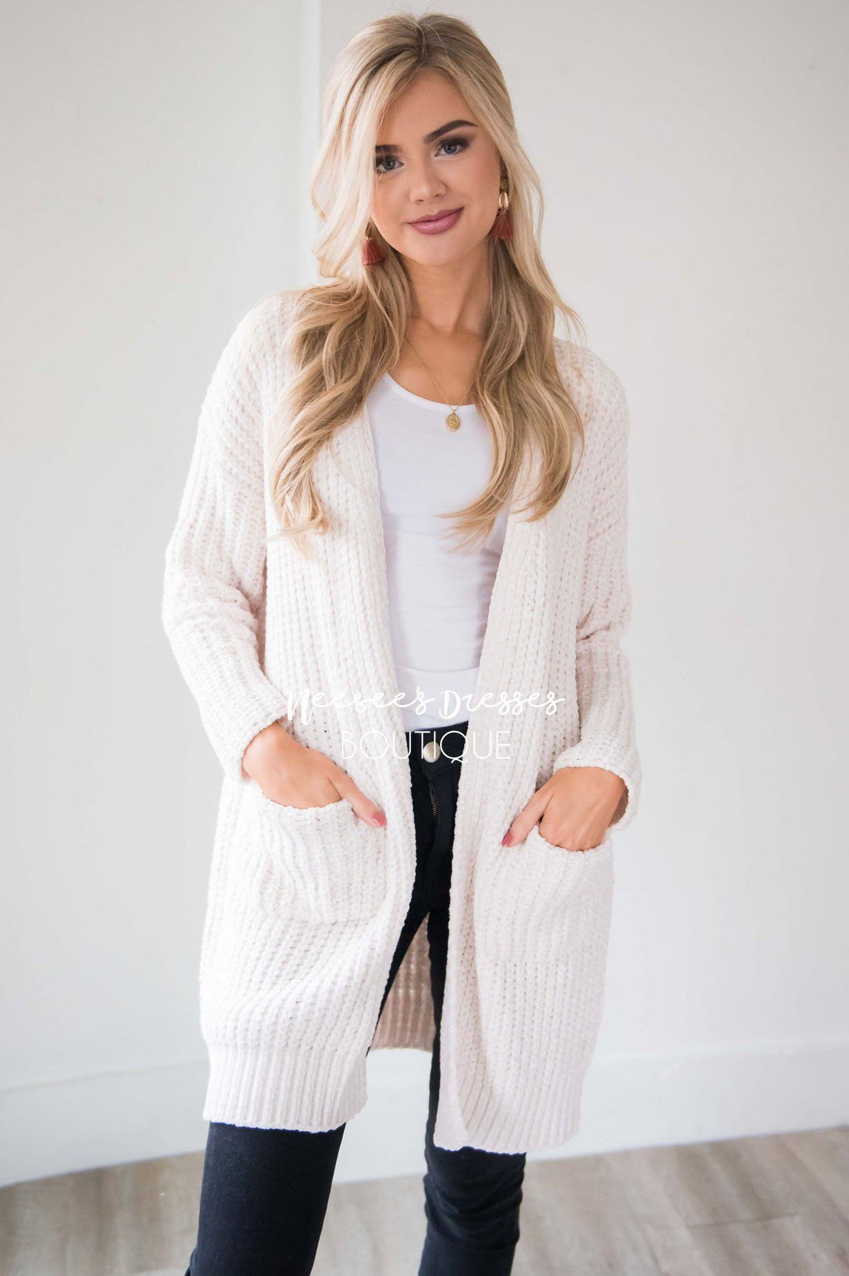 Open Front Chenille Knit Cardigan