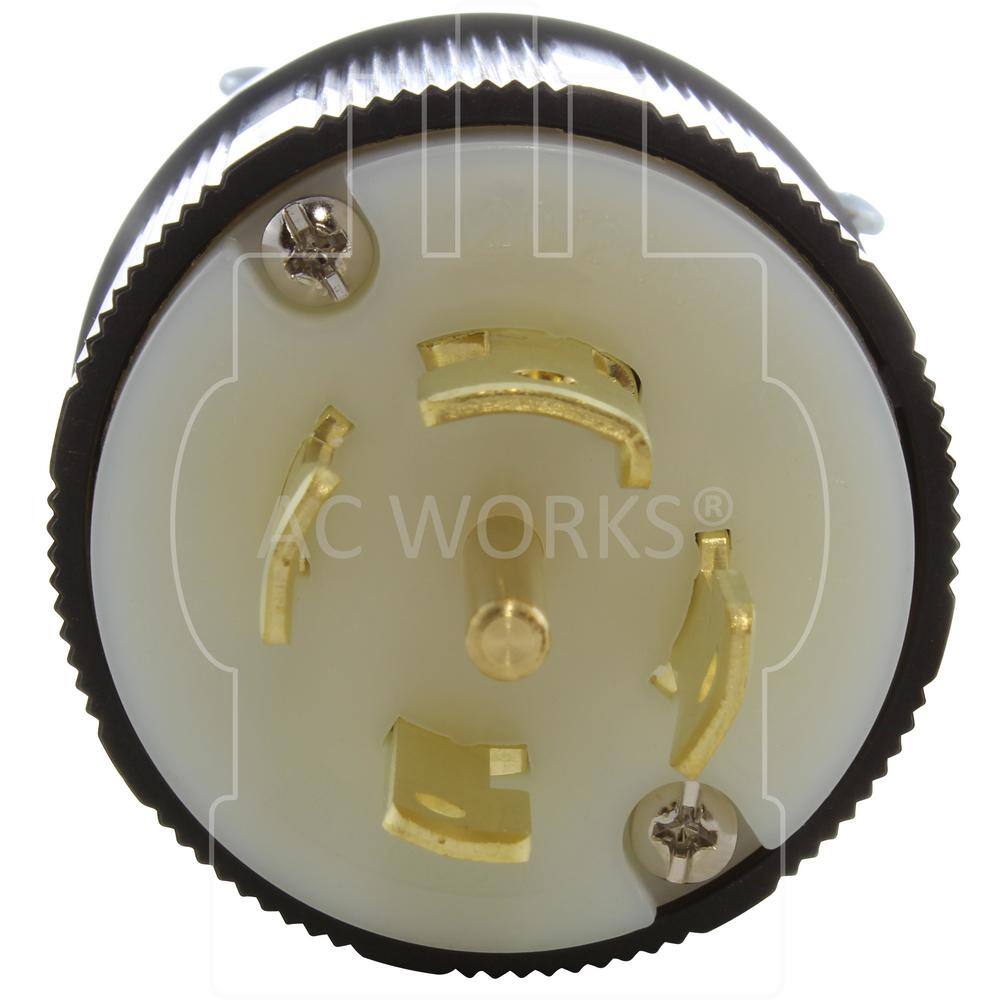 AC WORKS NEMA L21-30P 30 Amp 3-Phase 120208-Volt 3PY 5-Wire Locking Male Plug with UL C-UL Approval ASL2130P-BK