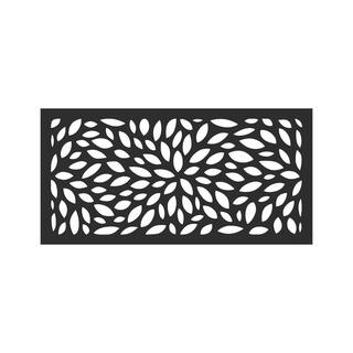 DESIGN VU Floral 4 ft. x 2 ft. Charcoal Recycled Polymer Decorative Screen Panel Wall Decor and Privacy Panel DVU2407C