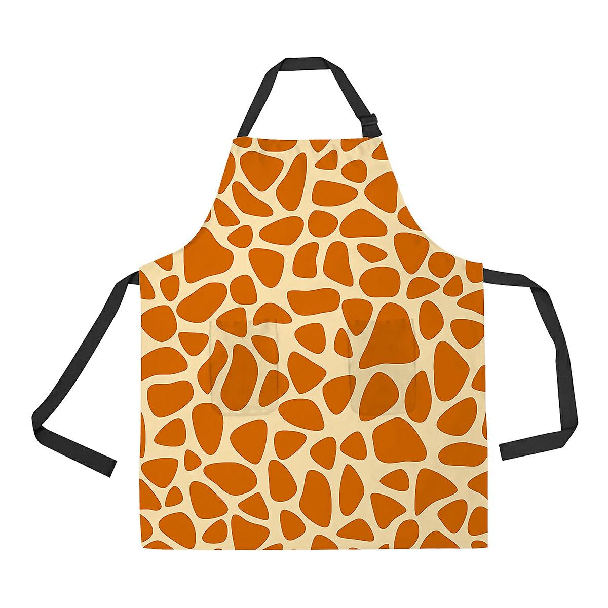 Giraffe Skin Orange And Yellow Spots Safari Zoo Jungle Apron Home Kitchen Apron With Pockets