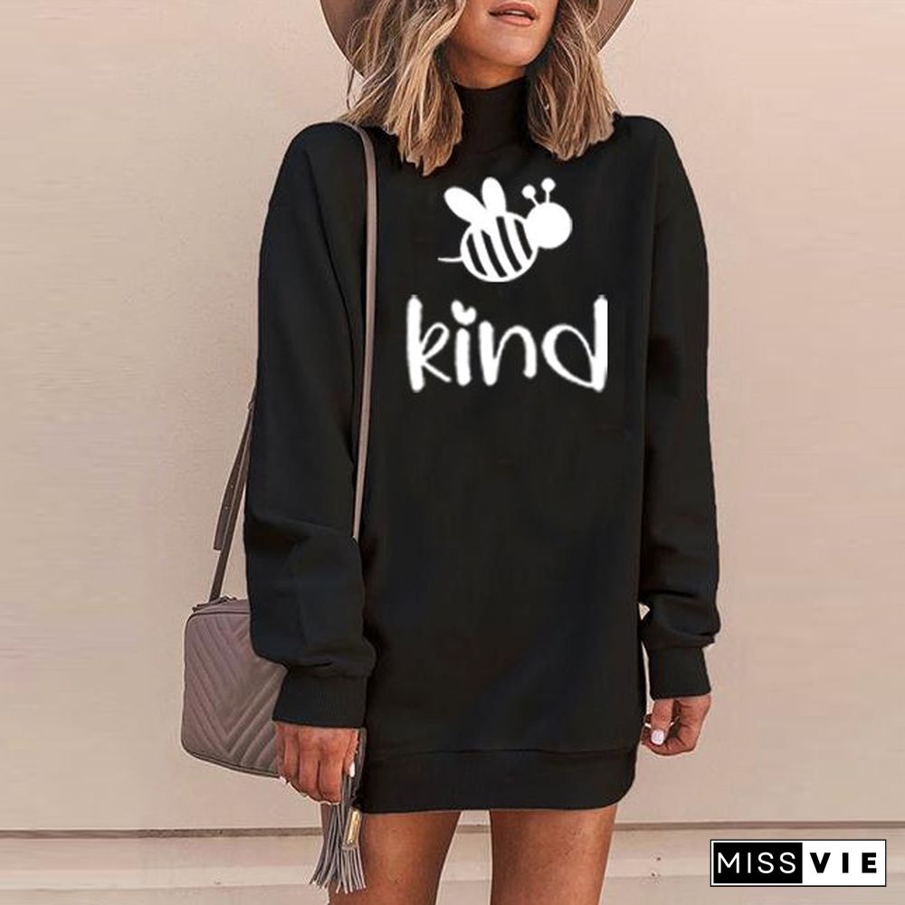 Funny Printed Long Sleeve T-Shirt Dresses