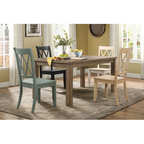 Casual Teal Finish Side Chairs Set of 2 Pine Venee...