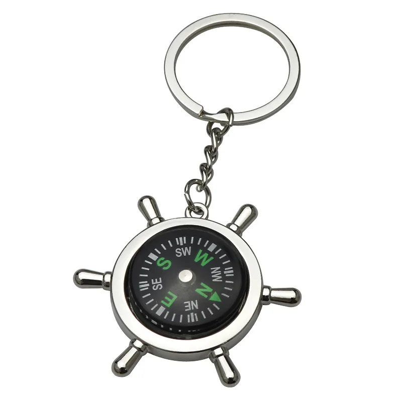 Portable Outdoor Travel oy Silver Camping Hiking Compasses Mini Key Chain Hiking Navigator Survival Pocket Compass Tool