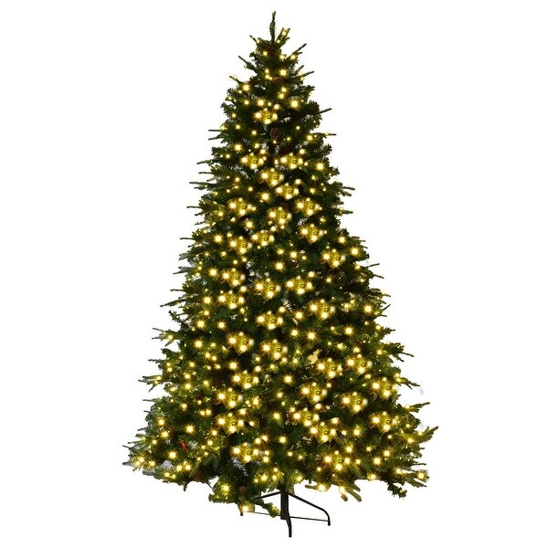 Costway 7Ft PreLit Artificial Christmas Tree Hinged w/ 460 LED Lights