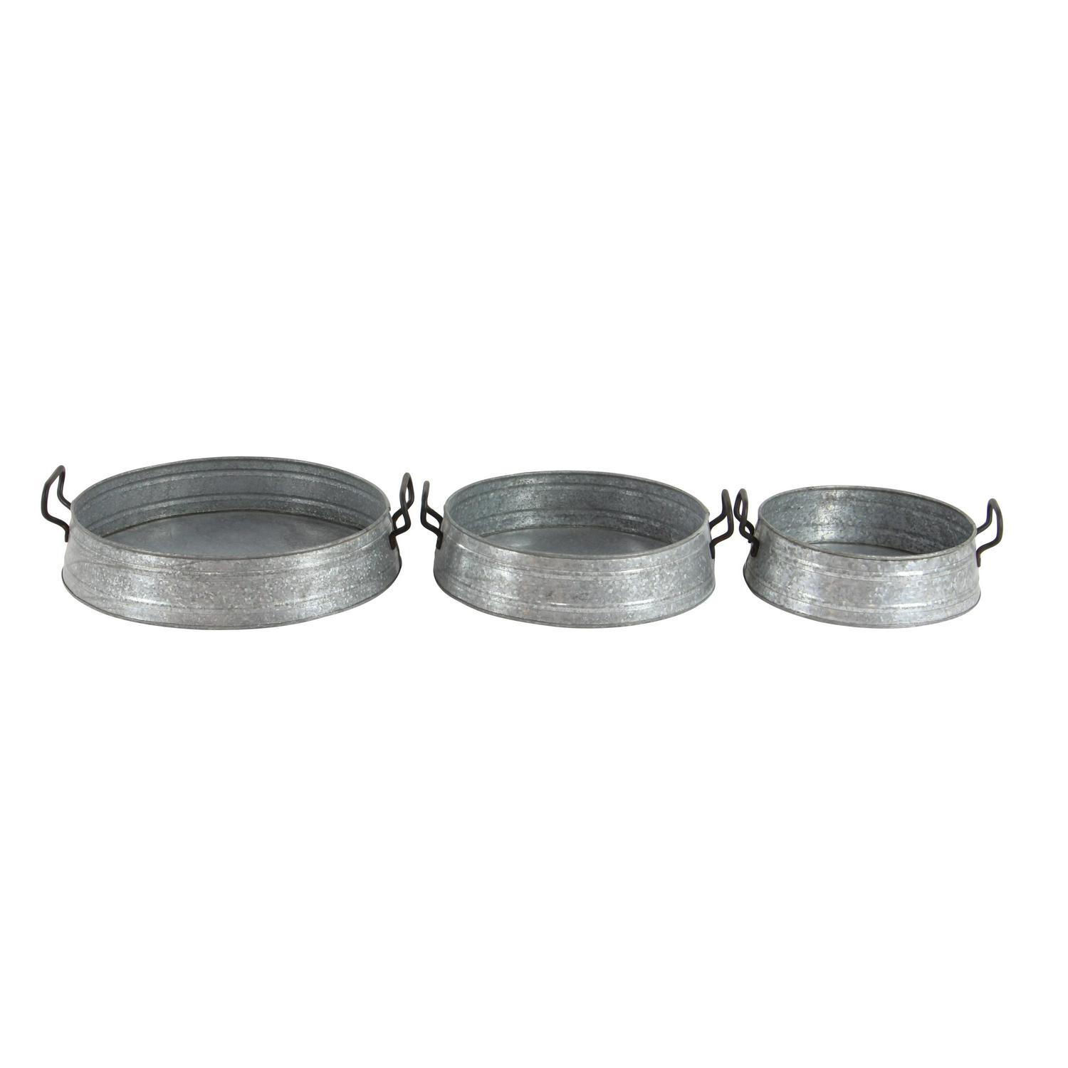 DecMode 18 ， 16 ， 14 W Metal Farmhouse Tray， Grey， 3  Pieces