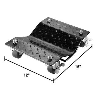 Diamond Texture Wheel Dollies - Powder Coated Solid Steel Tire Skates with 3 in. Swivel Casters (Set of 4) 918224HNG