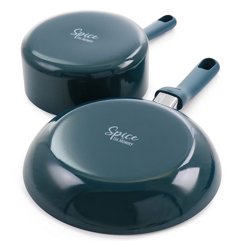 Spice by Tia Mowry Savory Saffron 16 Piece Ceramic Nonstick Cookware Set in Teal